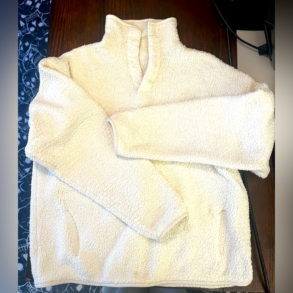 Skims ivory terry quarter snap sweatshirt